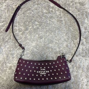 Coach Plum Studded Leather Crossbody Bag